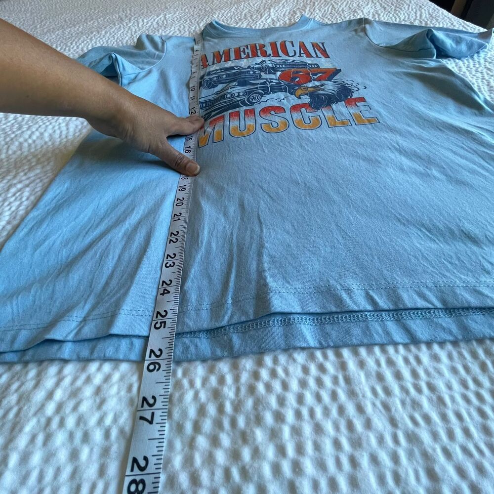 Wonder Nation Boys Size XXL 18 Light Blue American Muscle Car Graphic T-Shirt - Picture 5 of 7